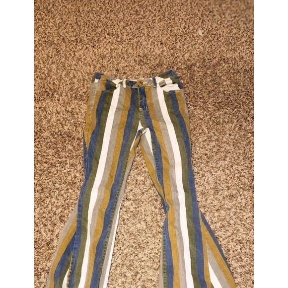 Hope And Horizon Bell Bottom Jeans Women Size Small Flared Striped Pants - Picture 3 of 6